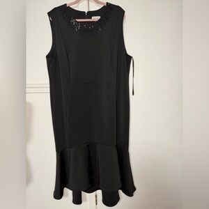 Calvin Klein Dress Black Rhinestone Mermaid Hem High Low Cocktail Sheath New 22W